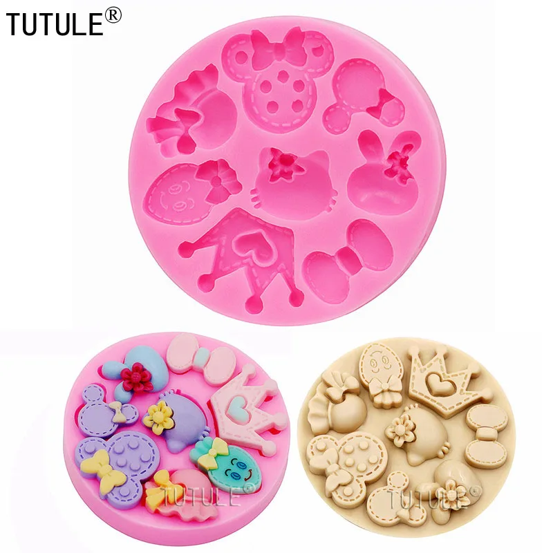 Cartoon crown bow cat tiara accessories silicone mold kitchen DIY handmade chocolate cookies cake dessert decoration molds