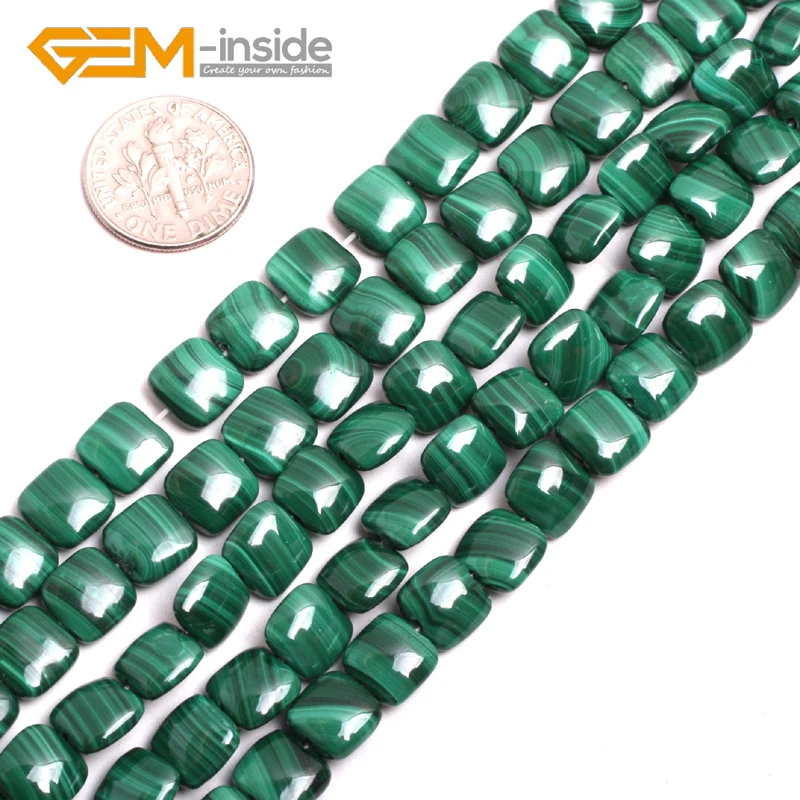 Natural Flat Oval Square Coin Shape Malachite Stone Beads Natural Bead Semi-Precious Stones For Jewelry Making DIY Strand 15\