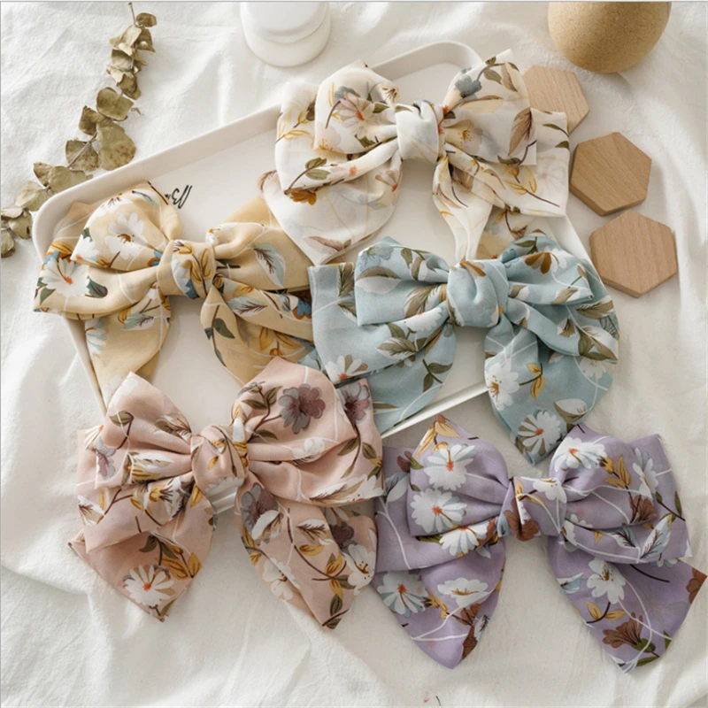 

New Hot-selling Chiffon Floral Bow Hairpin Fresh and Versatile Spring Clip Headdress Hair Accessories