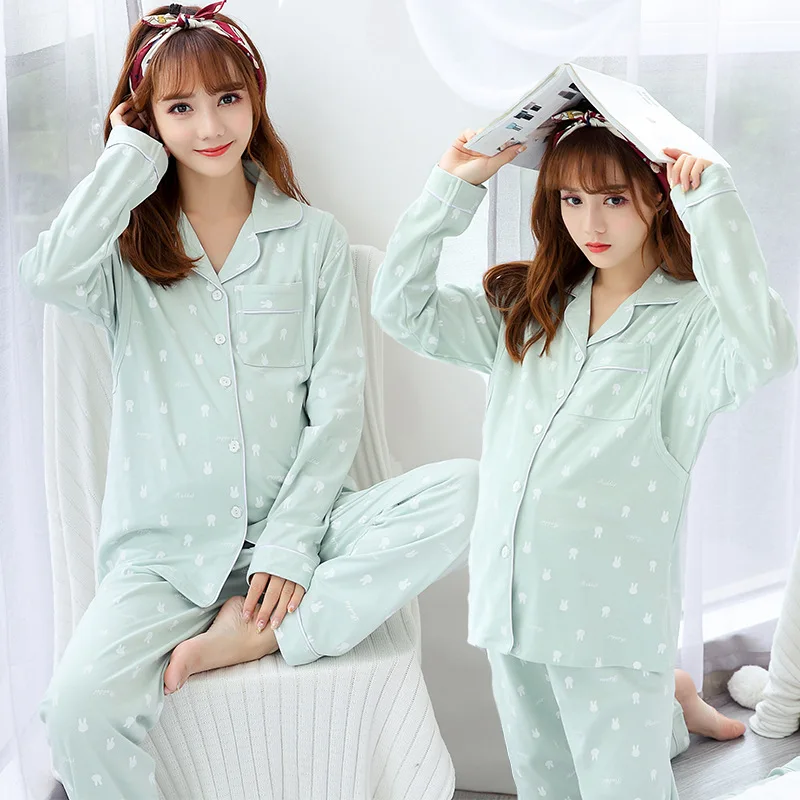 

Printed Cotton Maternity Mother Nursing Sleepwear Suit Breastfeeding Pajamas Clothes for Pregnant Women Pregnancy Nightwear Sets