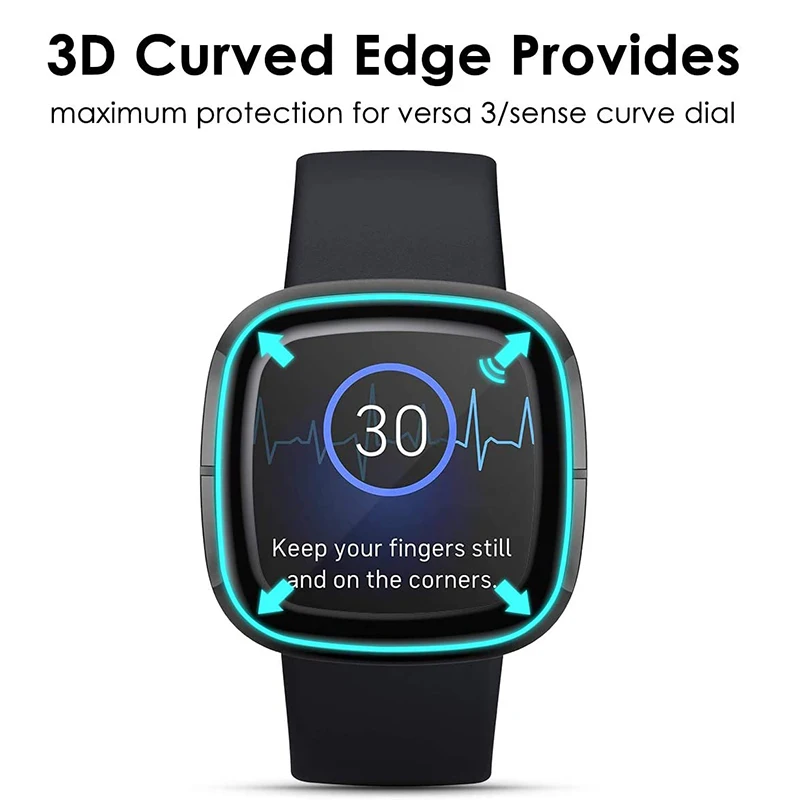 3D Protective Film for fitbit Versa 3 Protector Cover Curved Edge Upgrade Full Screen Protector for fitbit Screen (Not Glass)