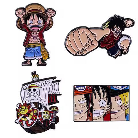 Classic blood funny Japanese Anime Brooch THOUSAND SUNNY Ship Luffy Ace Sabo ASL Brothers Enamel Pin