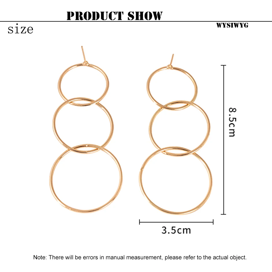 Hot fashion hoop earrings long interlocking Earrings geometric metal earrings Personality quality For Women girlfriend Girl gift