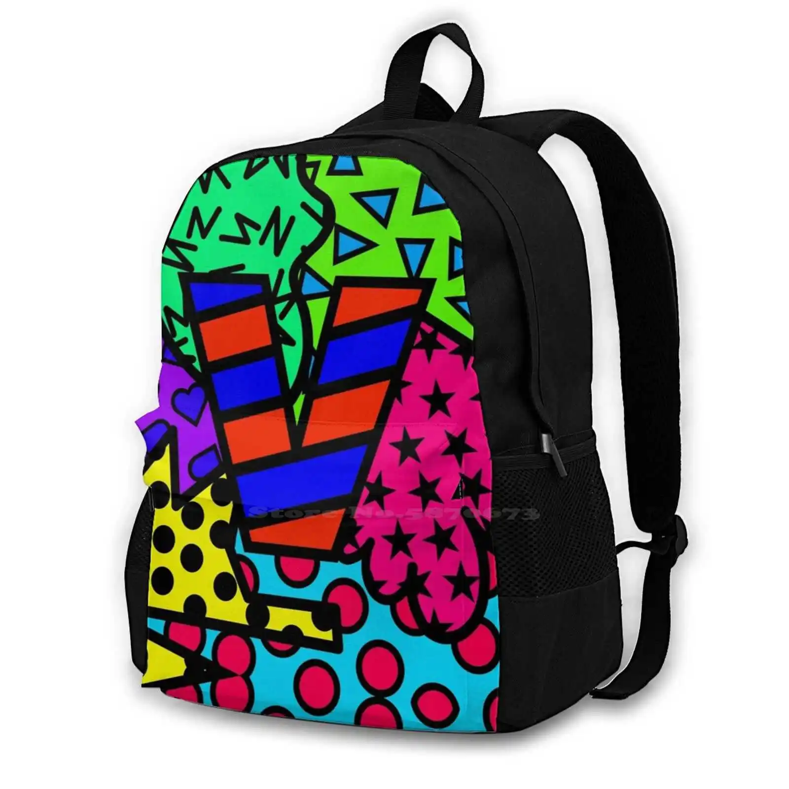 Alphabet Series-Letter V Teen College Student Backpack Laptop Travel Bags Jocelyn Sperduto Romero Colorful Color Colors