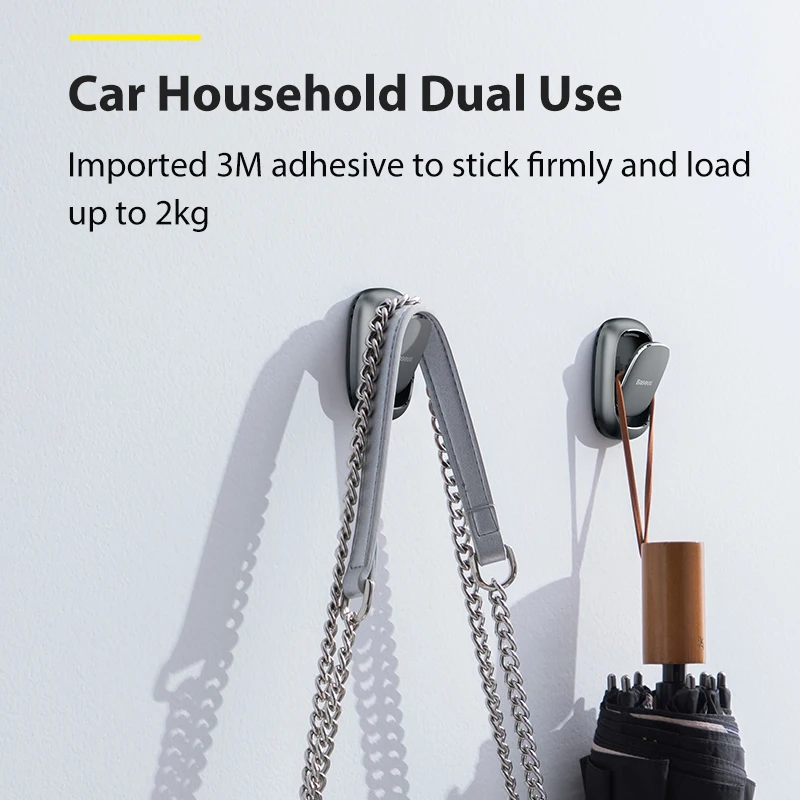 Baseus Auto Fastener Clip Vehicle Hooks For Bag USB Cable Storage Organizer Key Hanger Accessories 2PCS Metal Car Hooks