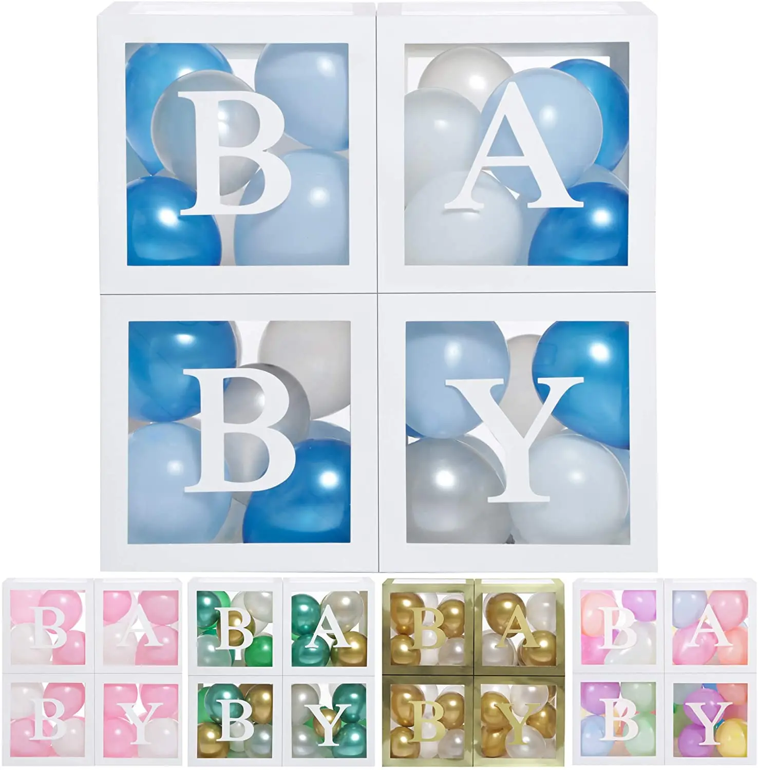 Baby Shower Boxes strona dekoracji 4 przezroczyste bloki pierwsze urodziny dekory dla chłopców dziewczyna płeć ujawnić tło