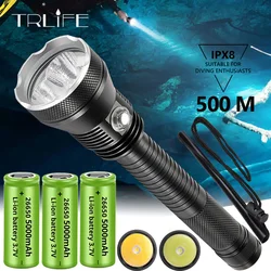 Powerful Waterproof Led Scuba Diving Flashlight XHP70.2 Yellow/White Light Underwater Tactical Dive Torch 15000mAh 26650 Battery