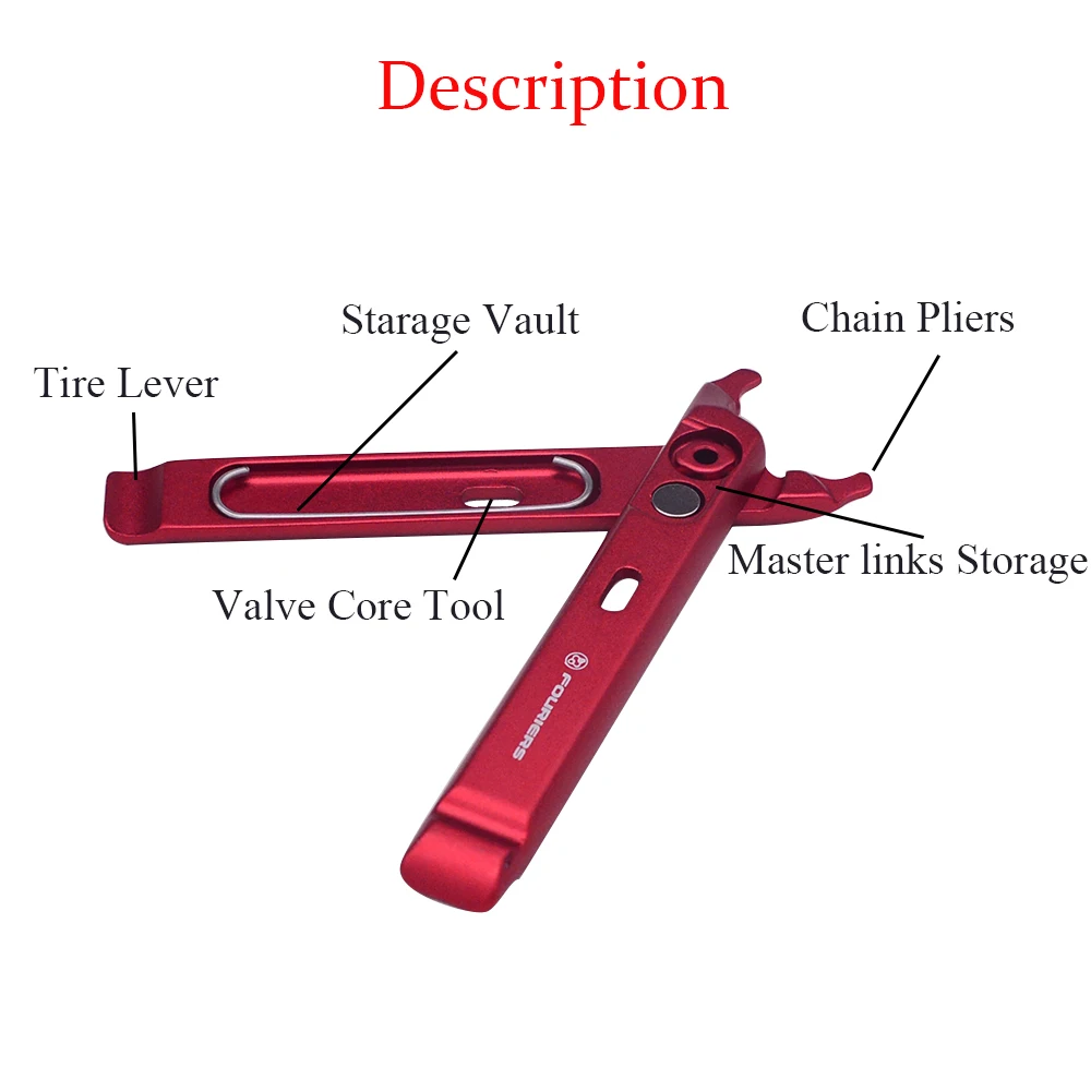 Fouriers Bike multi-purpose Tool compatibility Master Link Storage /Valve Core Tools Tire lever/Storage vault/Chain hook