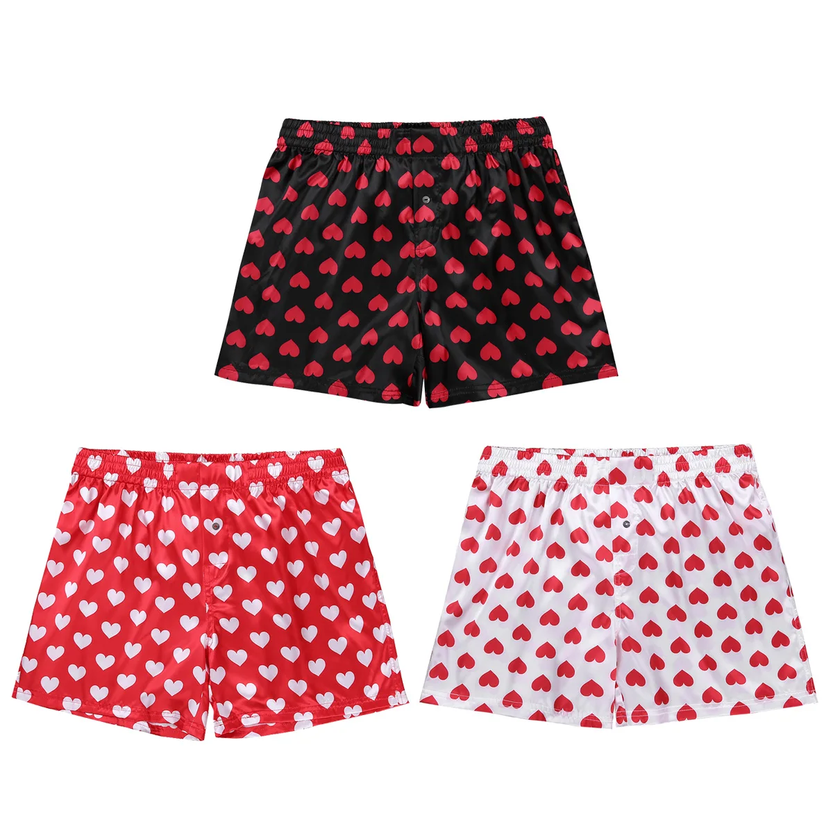 MSemis 2021 Mens Cute Love Heart Print Classic Soft Boxer Shorts Lightweight Loose Beach Wear Lounge Sweet Summer Shorts Pants