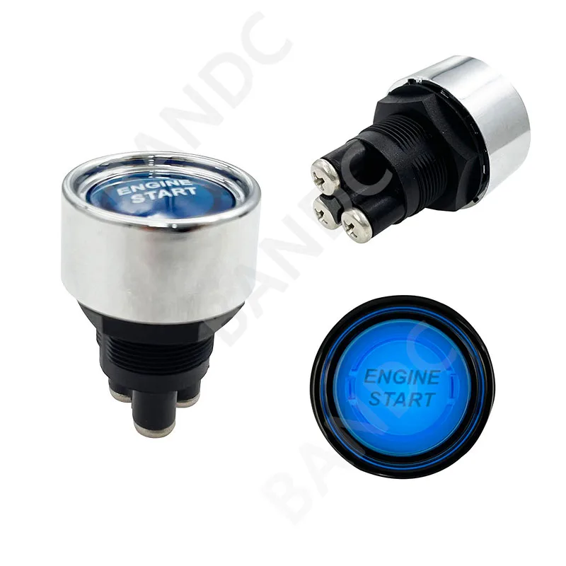 Botón de arranque de motor Led azul, pulsador momentáneo sin llave para coche, barco, vehículo de carreras 4x4 Universal, accesorios Automotrices