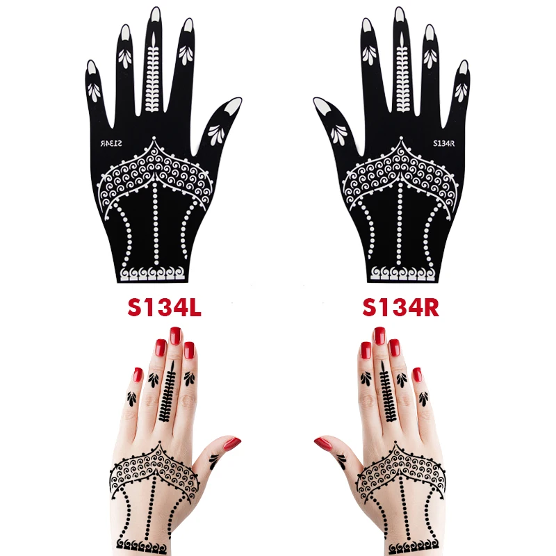 10PCS Self-Adhesive Reusable Henna Tattoo Stencils,Mehndi Indian Temporary Hand Tattoos For Body Art Painting 5 Pairs