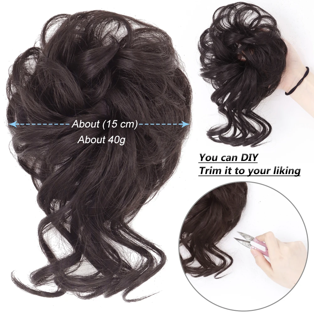 Synthetic Hair Bun Chignon Messy Curly Hair Band Elastic Scrunchy False Hair Pieces For Women Hairpins Black Brown