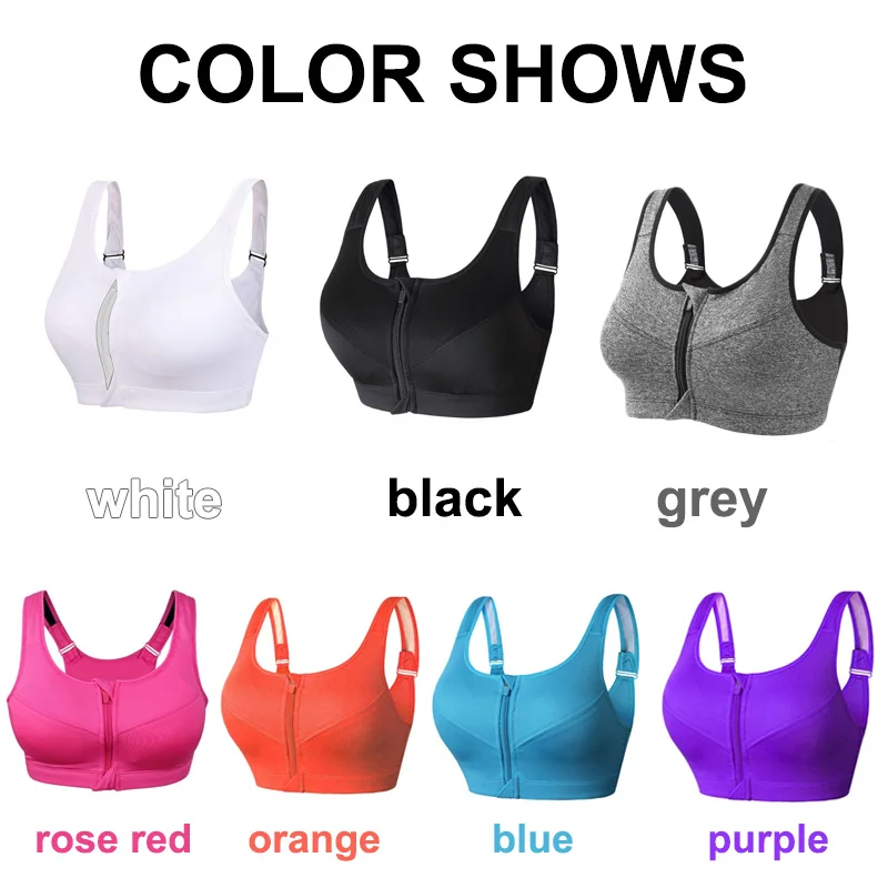 S-5XL Hot Sports Top Yoga Bra Women Shockproof Gym Shirt Sports Bra Front Zipper Big Lady Push Up Brassiere Sportswear Plus Size