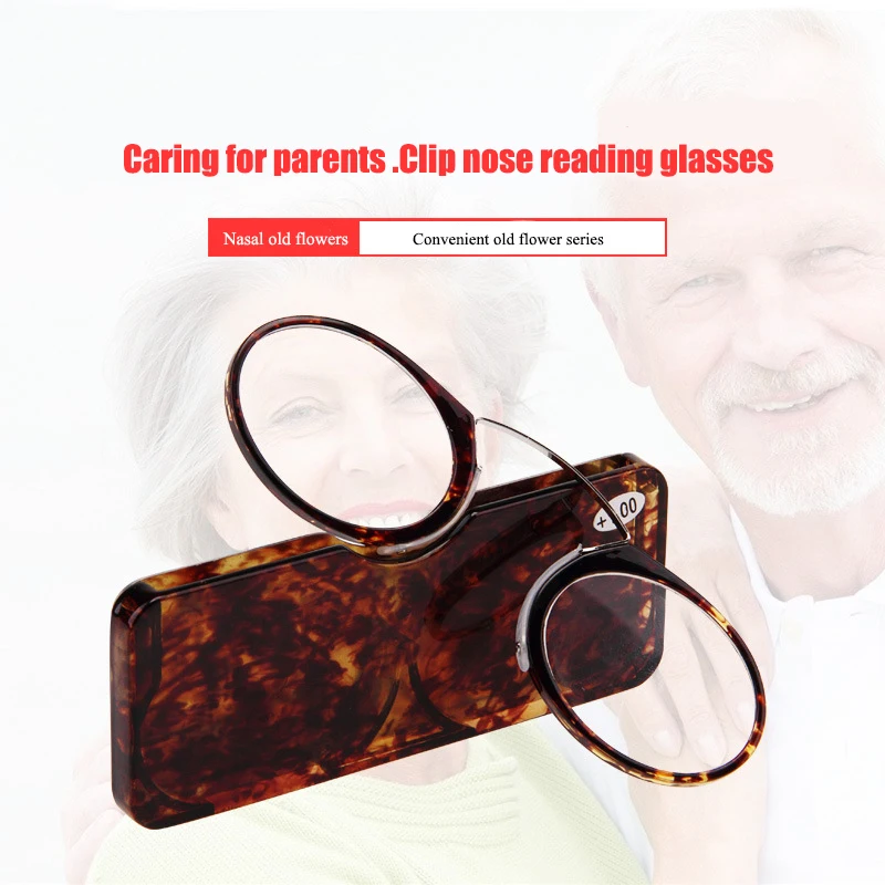 Nose Resting Reading Glasses +1.0 to +3.5 Portable SOS Wallet Reader clip on Mini reading glasses with case Prescription Glasses