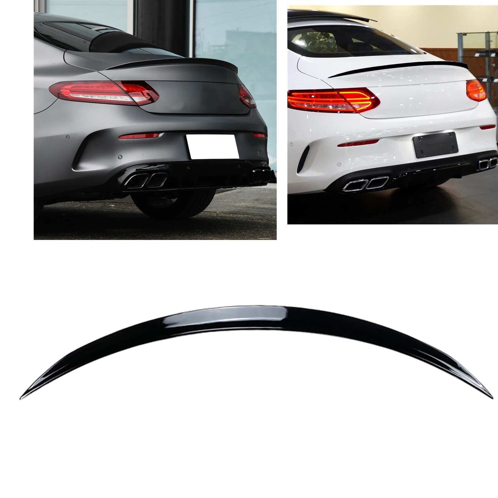 

Rear Trunk Spoiler Wing Lip For Mercedes Benz C Class Coupe C205 2 Door 2015-2021 C200 C300 AMG Gloss Black/Carbon Fiber Look