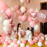 18inch Pink Heart Foil Balloon 10inch White Pink Latex Balloon Confetti Balloon Wedding Decoration Birthday Party Baby Toys