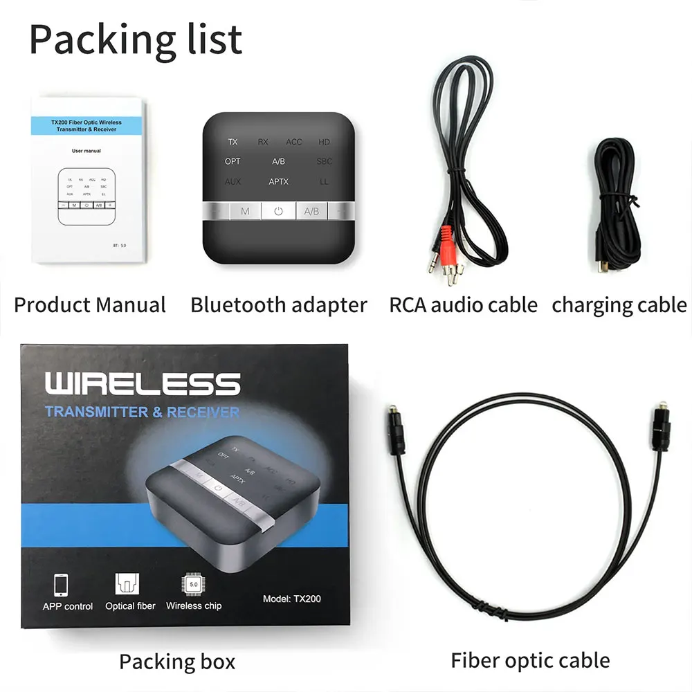 Bluetooth v5.0 transmisor receptor adaptador para tv auriculares 3.5mm dsp bluetooth adaptador de áudio aux