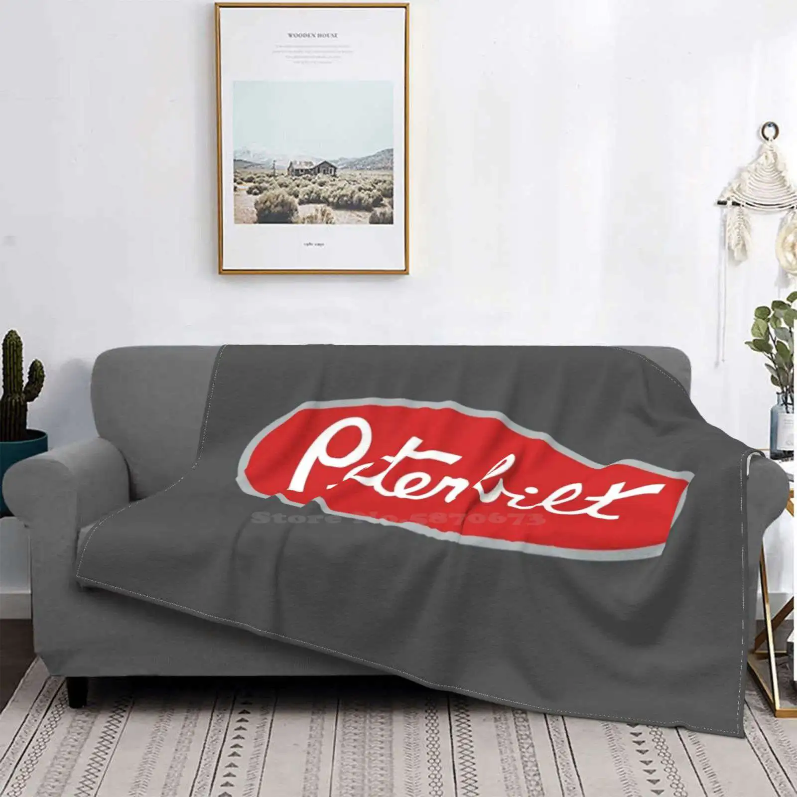 Peterbilt Merch Creative Design Light Thin Soft Flannel Blanket Truck Logo