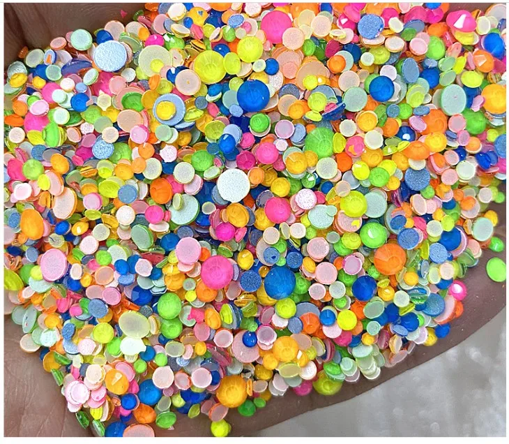 Top quality Fluorescent стразы Luminous Mix SS16 SS20 Non Hotfix Neon Rhinestone Noctilucent Electric Nail Art Decorations