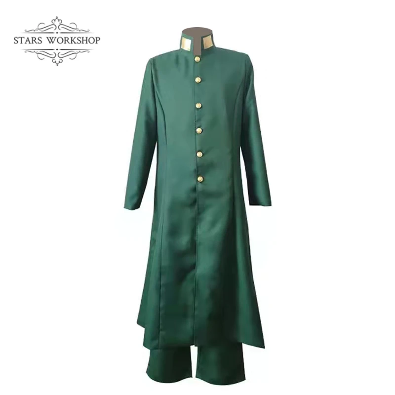 Anime JoJo's Bizarre Adventure Cosplay Noriaki Kakyoin Cosplay Costume Men Women Long Jacket Coat Trench Halloween Carnival Suit