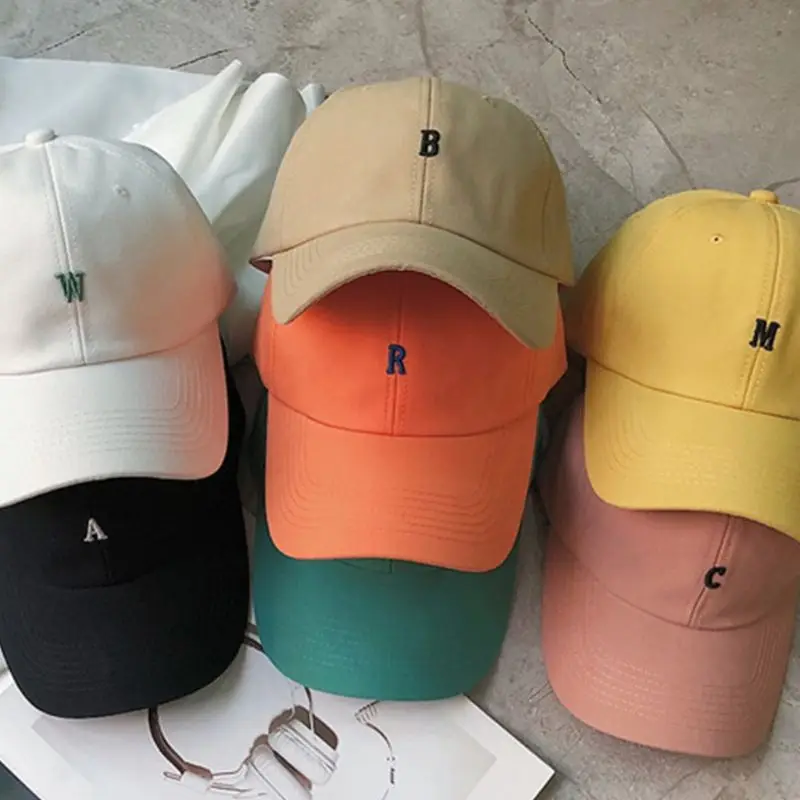 

Women Men Couple Summer Cotton Baseball Cap Letter Embroidery Solid Color Harajuku Hip Hop Street Hat