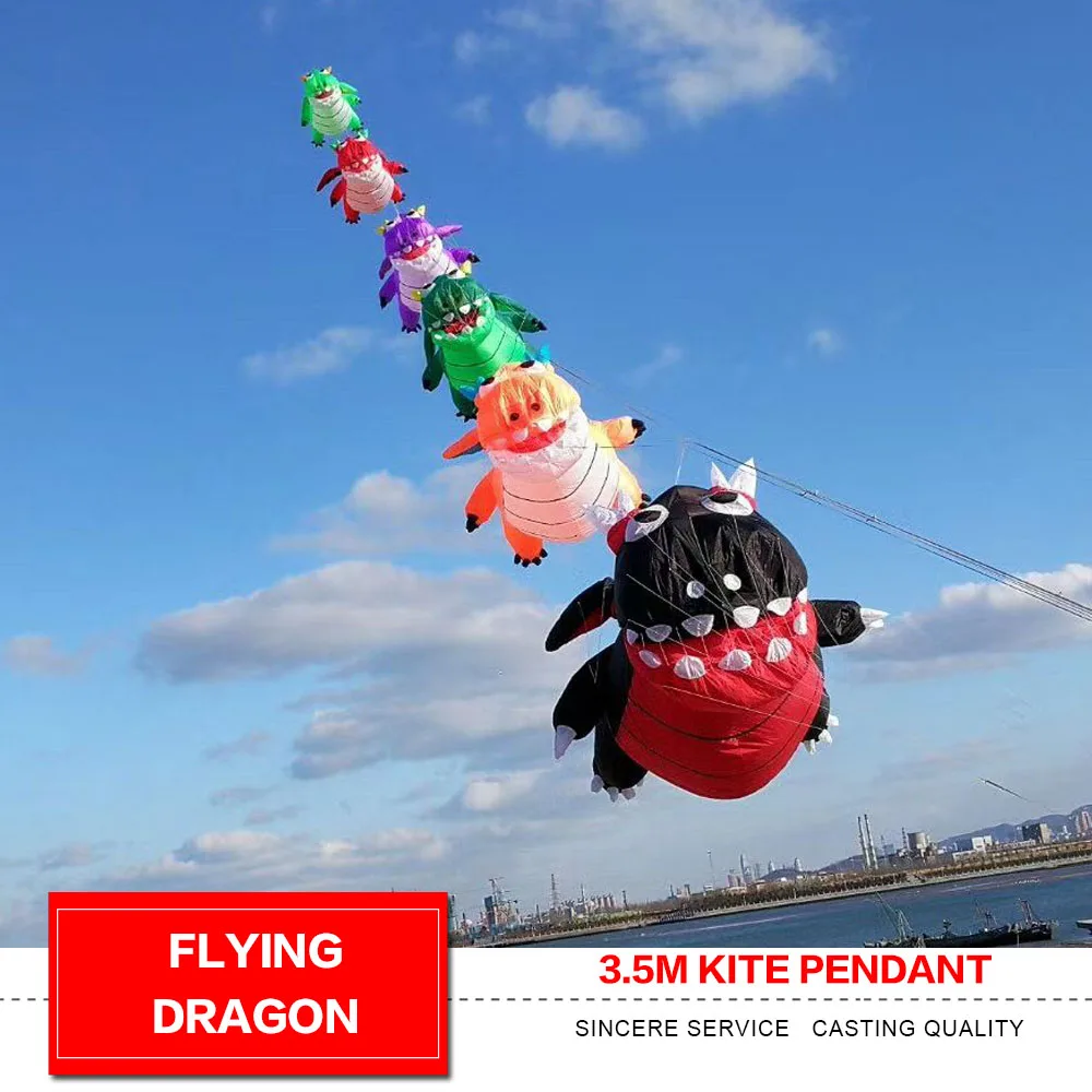 Hàng Mới Về Rồng Bay 3.5M Diều Mặt Dây Chuyền Dòng Giặt Bơm Hơi Mềm Ripstop Nylon