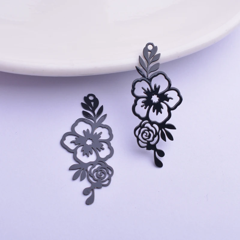 50 Stück AC11727 14,5*35mm Filigrane Lange Blumenanhänger DIY Ohrring Anhänger Hängender Schmuck Dekoration – Detail 7