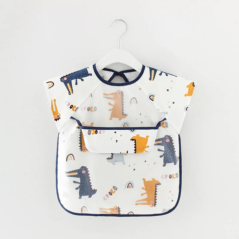 Baby Toddler Long Sleeve Scarf Bib Cute Colorful Cartoon Printing Waterproof Smock Bib Boys Girls Burp Cloth Feeding Accessories