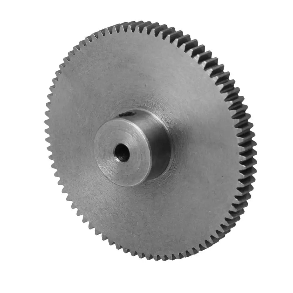 4.08x1x0.3cm 45# Steel Silver 80 Teeth 0.3cm Hole Diameter Motor Gear Wheel Fixed with 0.5 Module Top Screws