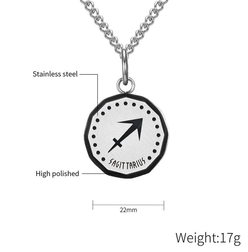 2020 Hip Hop Twelve Constellation Necklace For MenTrendy Stainless Steel Necklace Aries Pendant Necklace Women Jewelry Gift