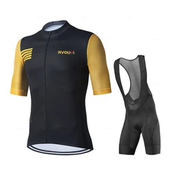 New Team Summer Short Sleeve Men Cycling Set Bike Clothing Breathable Anti-UV Bicycle Wear Rvouei Jersey Mallot Ciclismo Hombre