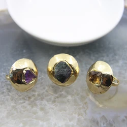 Natural Amethysts/Fluorite/Citrine Djustable Fashion Rings,Trendy Men Women Round Shape Personalized Rings Charms Jewelry