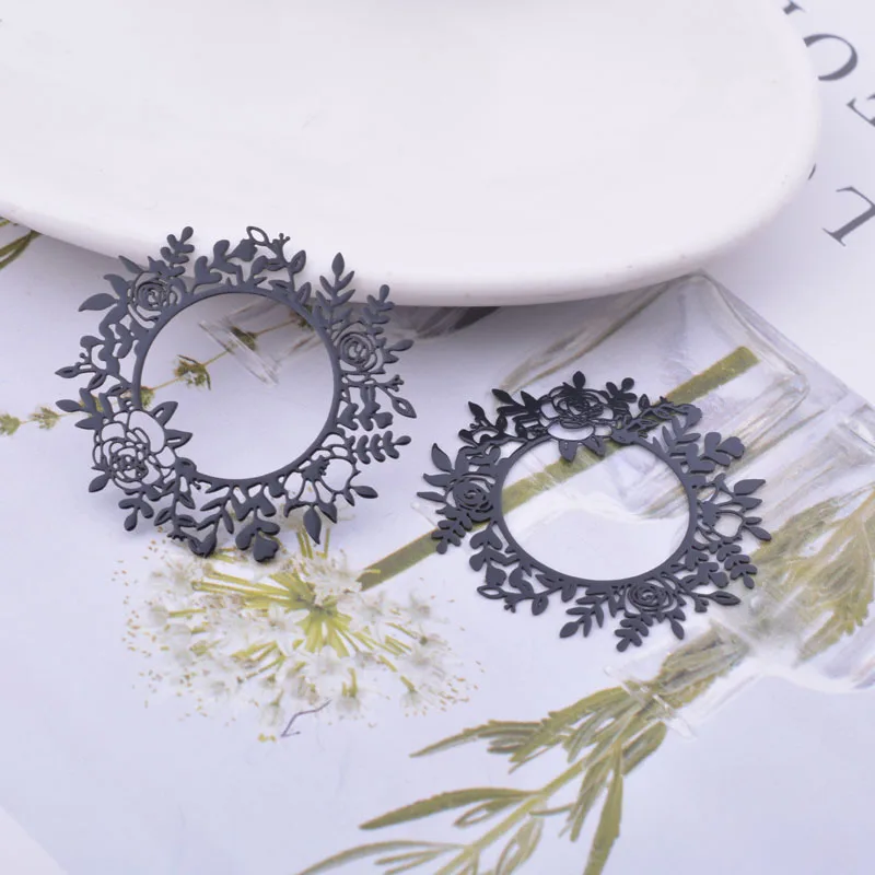 30 Stück AB6635 35*33mm Messing Runde Blumen-Anhänger Ohrring Schmuckzubehör – Detail 3