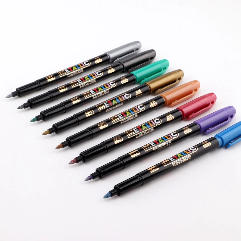 8Colors set Metalli Paint marker Pen Art Marker pen mark write Stationery Student Office school supplies Calligraphy pe