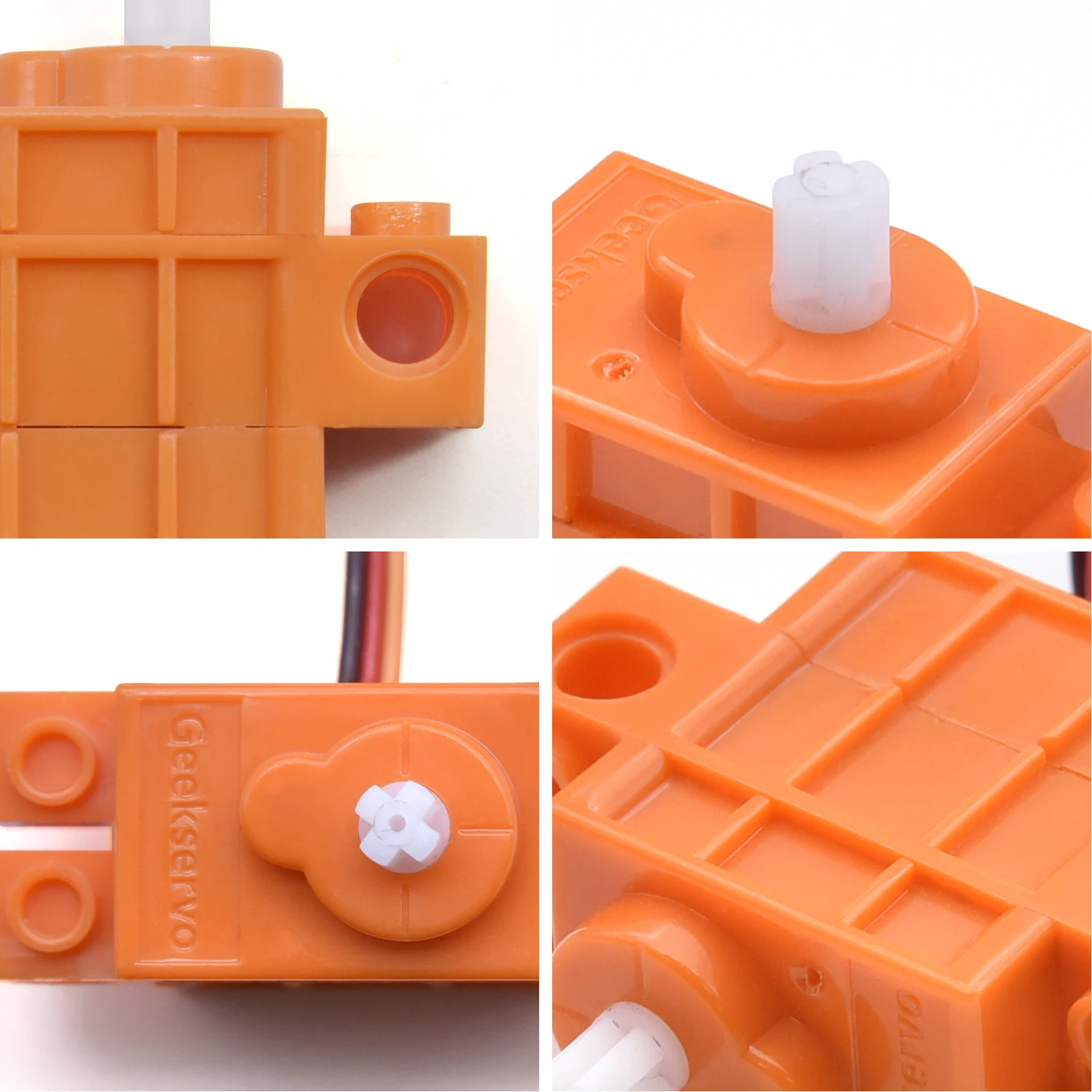 4pcs Programmable Gray Orange Geek Servos / Red Gear Motor with Wire compatible with lego for DIY Electronics Kit Smart Car