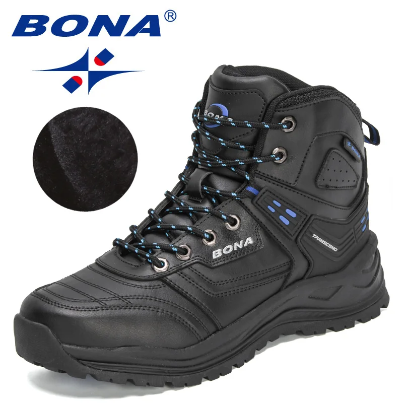 Bona 2022 Nieuwe Ontwerpers Actie Leer Pluche Super Warme Snowboots Mannen Sneakers Enkellaarsjes Man Hoge Top Winter Botas hombre