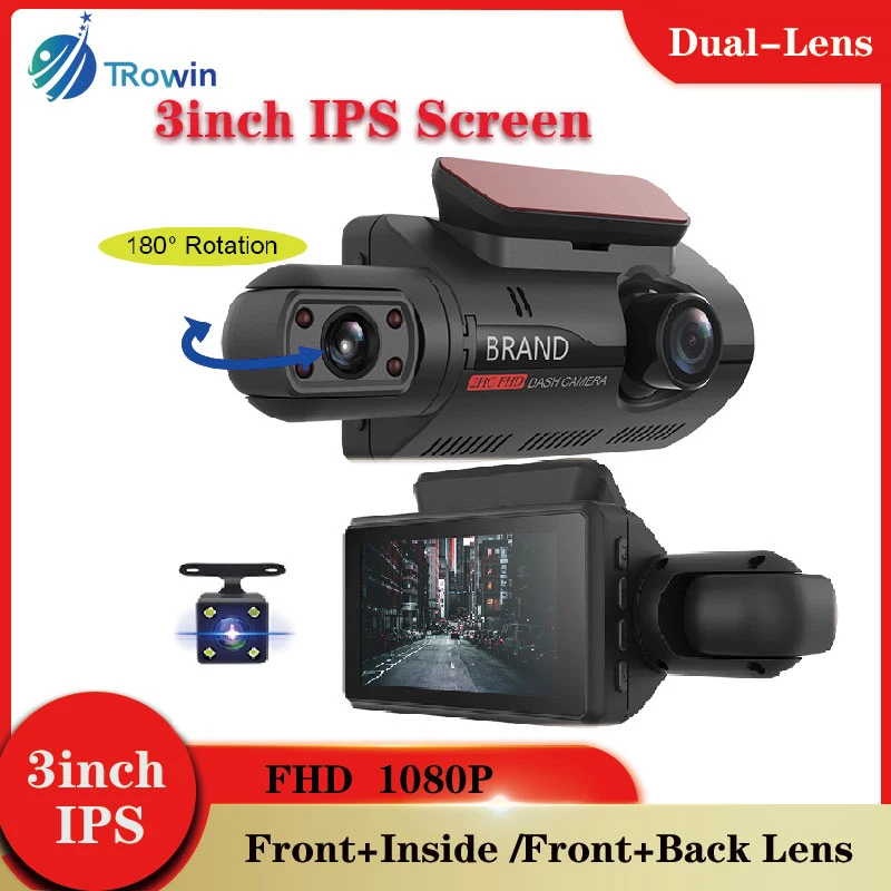 FHD Car DVR 1080P 3Inch IPS Screen Super Night Vision Loop Recording  Mini Dual-Lens Dash Cam Rear View Video Camera