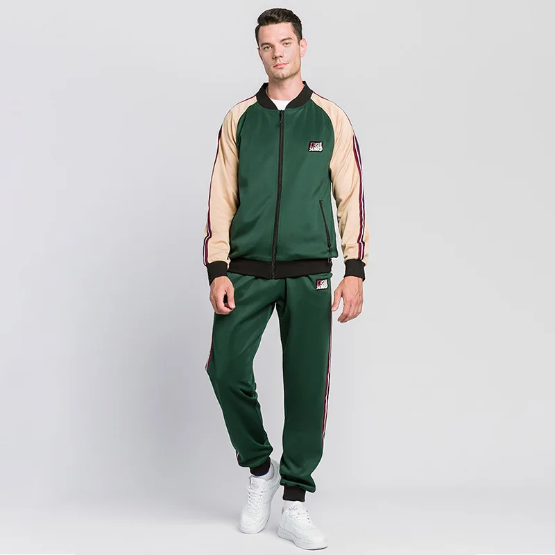 

Men's Fashion Tracksuit 2020 Brand New Sweat Suits Stand Collar Baseball Jacket Sweatpants 2 Piece Set Men Sportswear Jogger Set