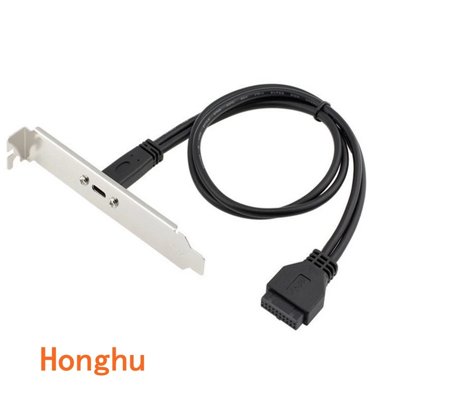 50cm Type C USB-C Female to USB 3.0 Motherboard 20Pin Panel Mount Cable With Rear PCI Back Panel Expansion Bracket
