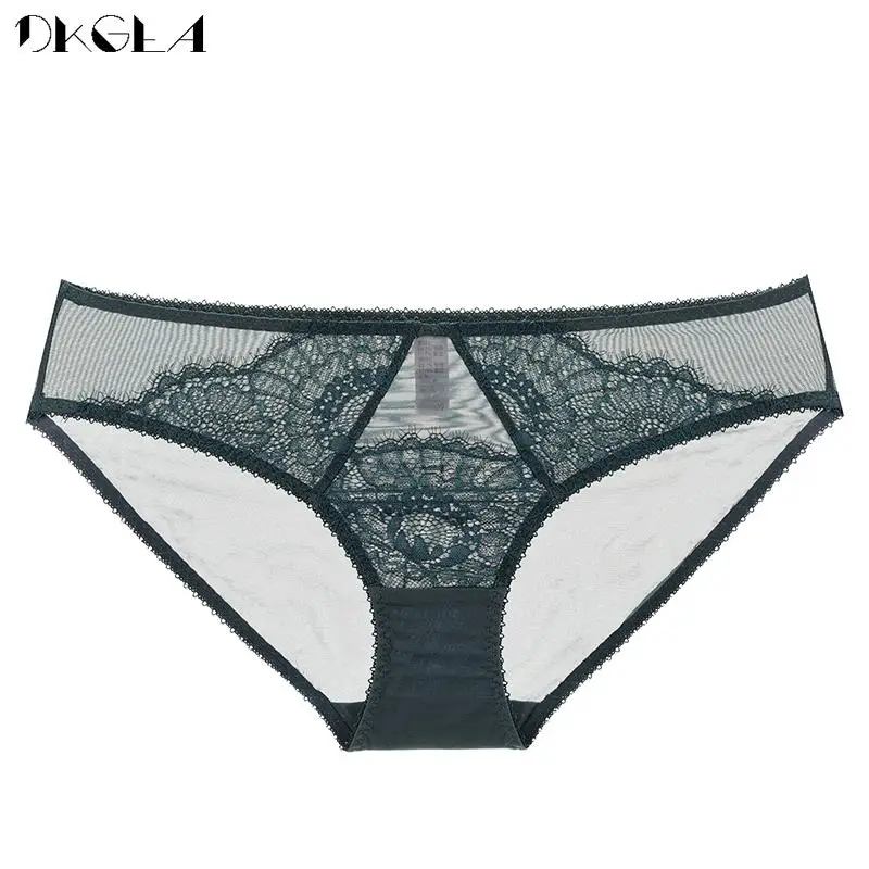 Blue Panties Intimates Transparent Underwear Lace Briefs Plus Size Embroider Soft Ladies Low-Waist Women Underpants S M L XL XXL