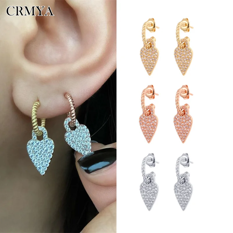 

CRMYA Gold Silver Filled Heart Drop Earing Full Cz Zircon Circle Higgle Earring Hoop Earrings For Women Girls Jewelry Wholesale