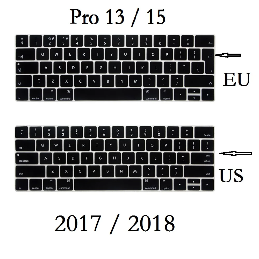 Чехол для клавиатуры с английской раскладкой для Macbook Pro 13 15 2018 2019 A1989 A1990