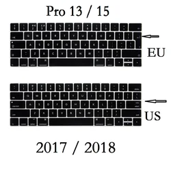 Film protège-clavier étanche en silicone pour Macbook Pro 13/15, EU/US, version anglaise, A1989, A1990, 2018/2019