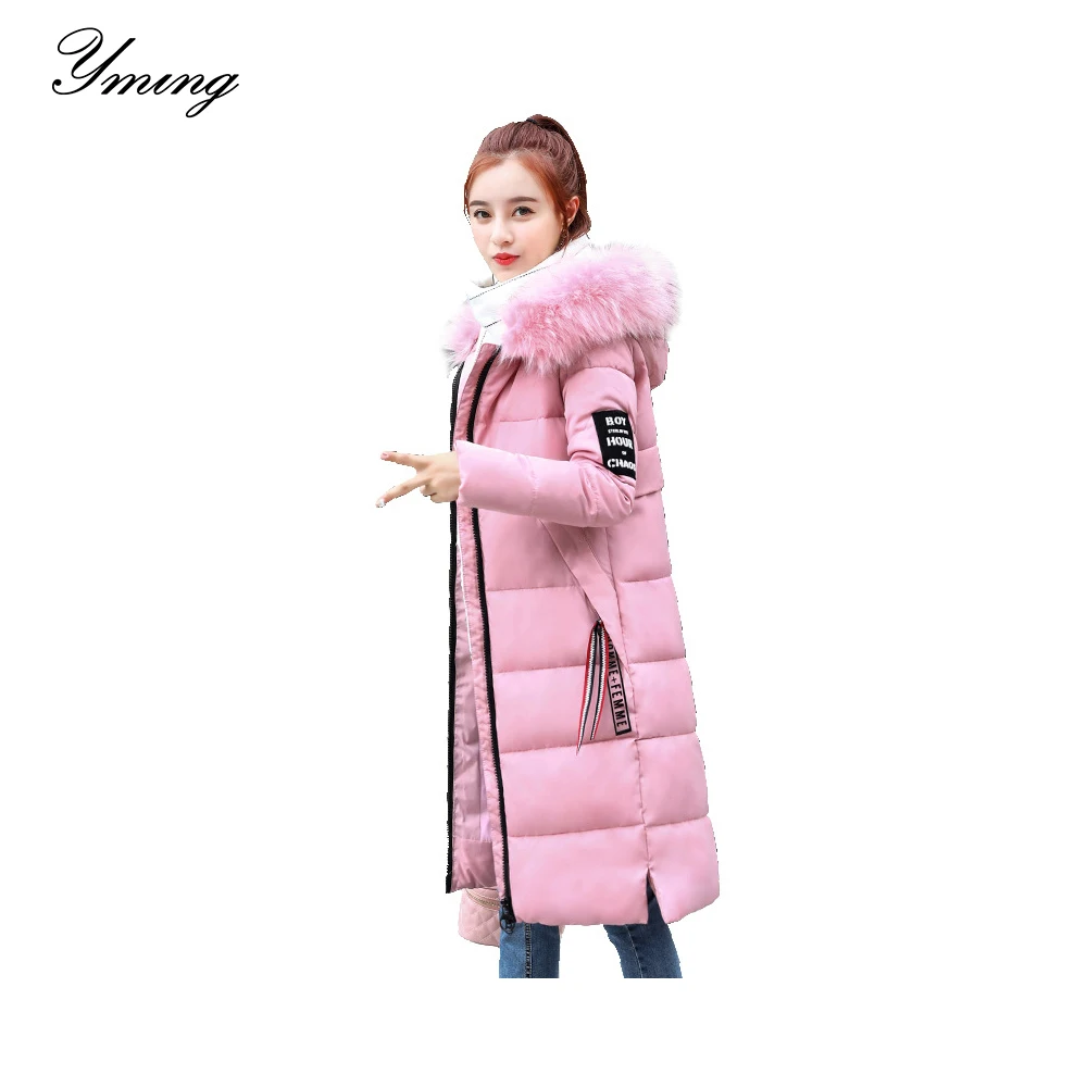 

YMING Women's Winter Cotton Jacket With Fur Collar Down Warm Coat Long Thick Outwear Female Coat Parkas Female Fashion Clothes