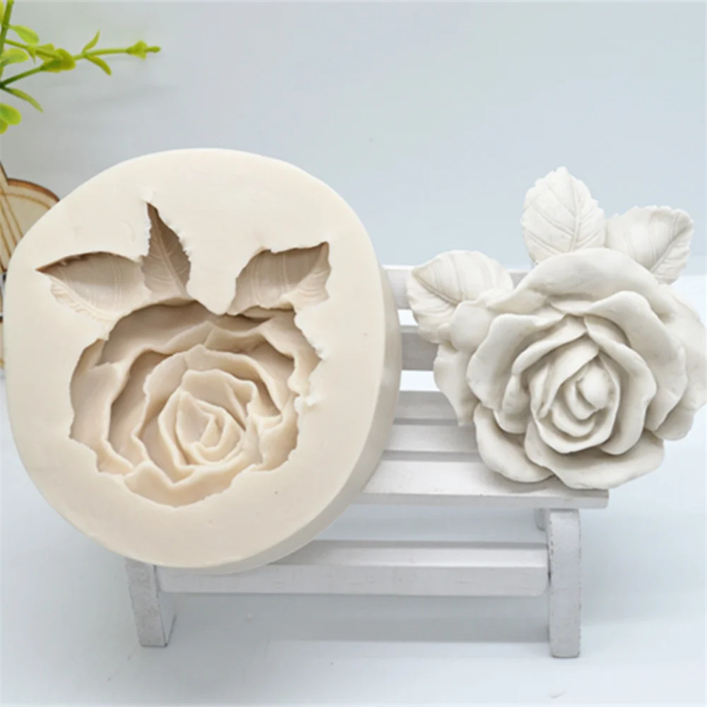 DIY Leafy Rose Design Silicone Mold For Fondant Chocolate Epoxy Sugarcraft Mould Pastry Cup Cake Decorating Kitchen Accessories