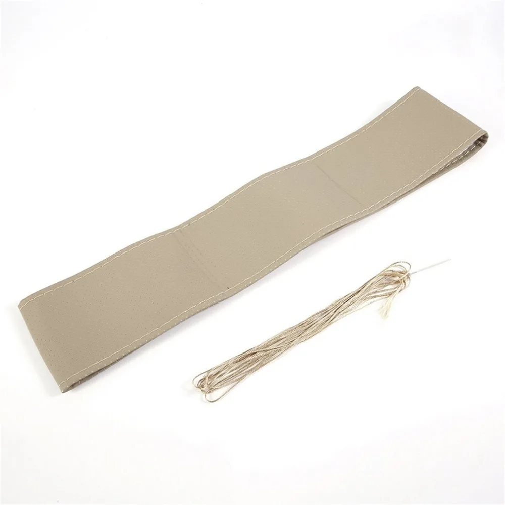 38cm DIY Car Steering Wheel Cover Fiber Leather with Needle Braid on Steering Wheel SkidProof Car Styling Interior Accessorie