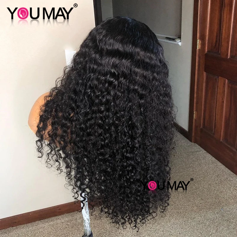 Full Lace Human Hair Wigs Fake Scalp Human hair Brazilian Deep Curly Transparent HD 30 Inch Full Lace Wig 250 Density For Black