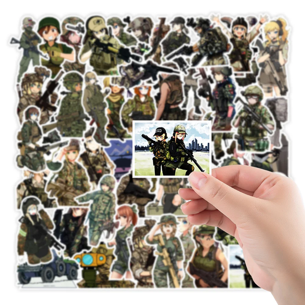 50pcs Army Female Soldier Stickers For Notebooks Stationery Vintage Special Forces Sticker Craft Supplies Scrapbooking Material