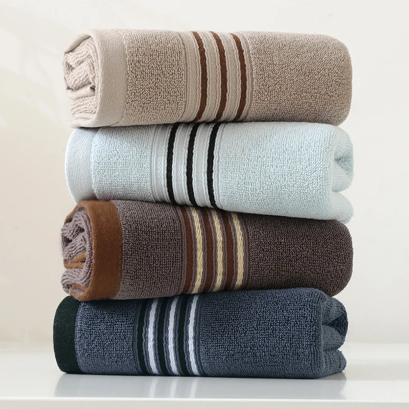 T183A wholesale 34cm*74cm navy blue light blue grey brown adult Cotton stripe bath towel Face Towel