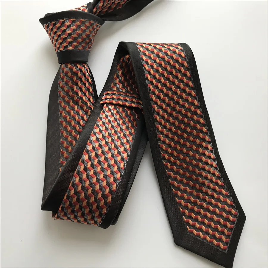 Men's Ties Jacquard Woven Neck Tie Unique Panel Neckties Black with Geometric Stripes Pattern Gravata